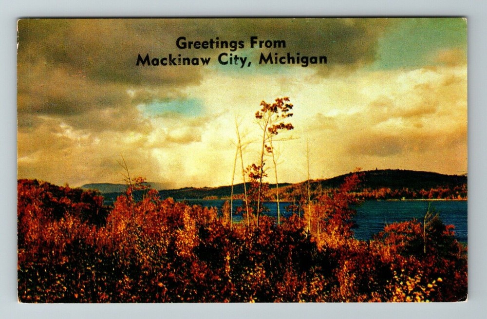 Mackinaw City MI-Michigan, Scenic Greetings, Sunrise, Vintage Postcard