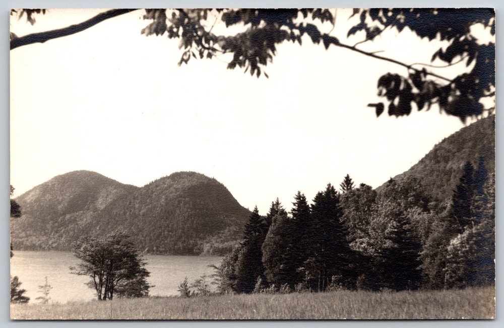 Jordan Pond & Bubbles Acadia National Park Maine RPPC Real Photo Postcard C417-image