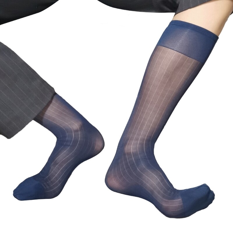 Men s Knee High Dress Socks Nylon Dress Socks for Men Over the Calf Dress Socks