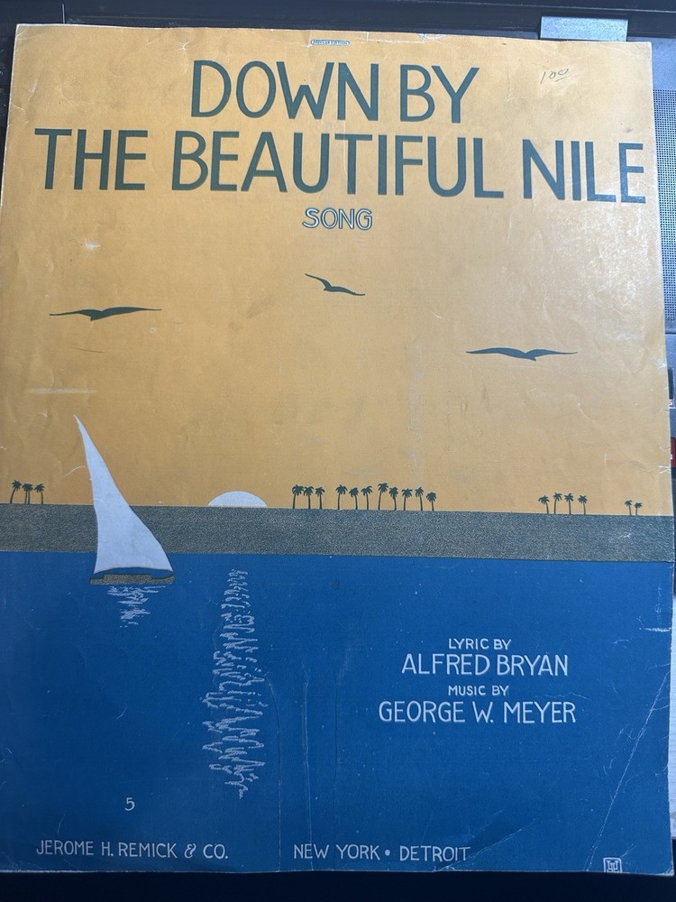 AA ‘16 Exotic Ragtime 11x14 Sheet Music DOWN BY THE BEAUTIFUL NILE George Meyer