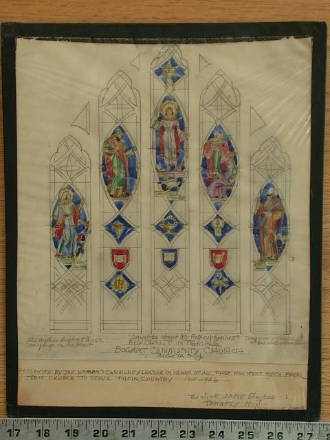 Bogota NJ Bogart Community Church Stained Glass Design Boy Christ Temple 1900s