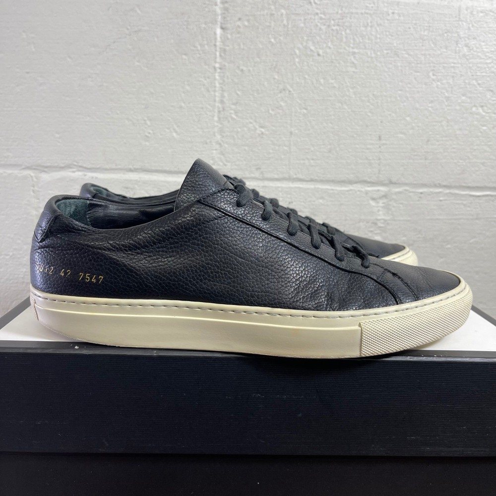 Common Projects Achilles Low Black Leather Casual Sneakers Men's 42 EU/9 US-image