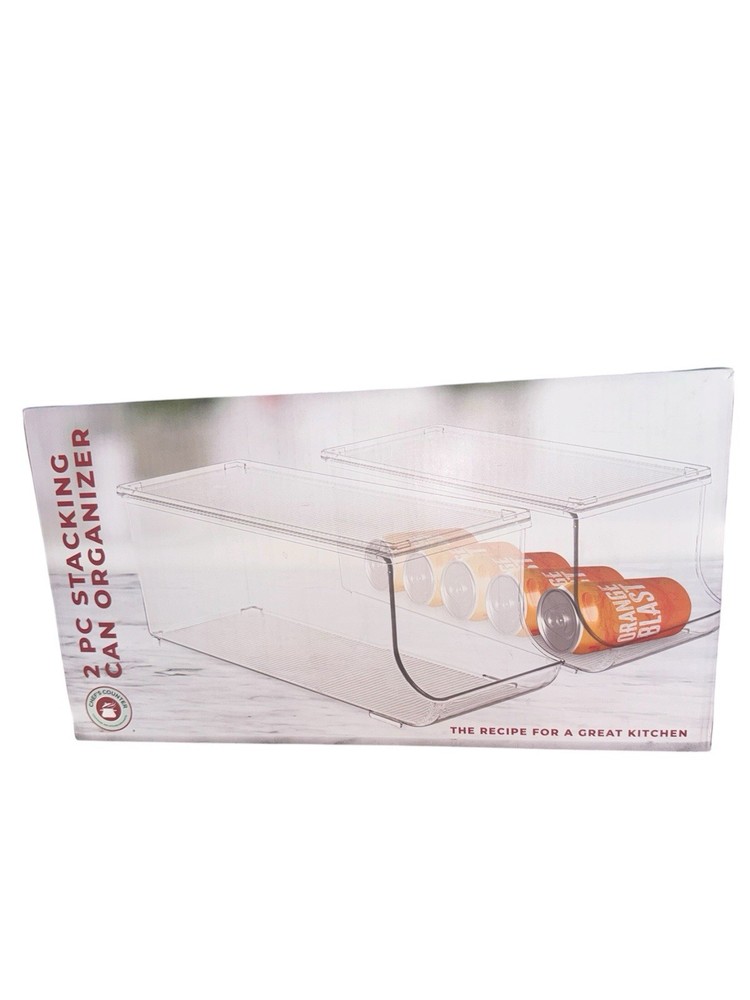 Set of 2 Stackable Drink Can Organizer for Fridge, Freezer, Kitchen, Countert...