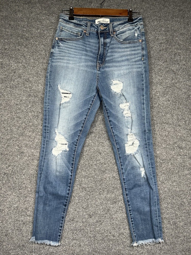 BKE Denim Billie Buckle Women’s Slim Fit Skinny Jeans High Rise Distressed 29