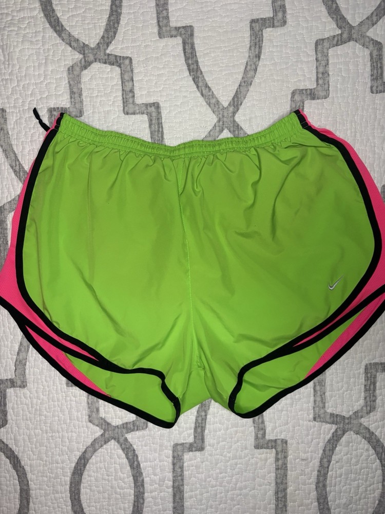 Nike Dri-FIT Women's Athletic Running Shorts Green Pink Black XL