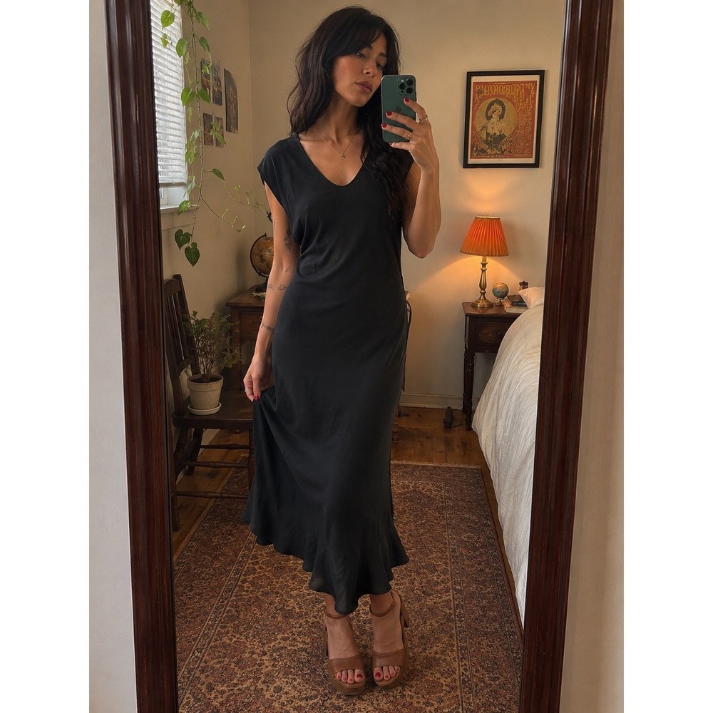 Zero Maria Cornejo Dress Black Asymmetrical Linen Minimalist Capsule Lagenlook