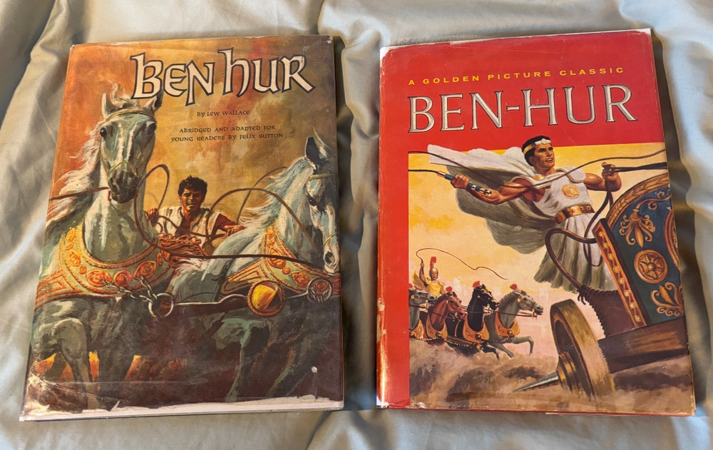 2 Ben-Hur UK movie tie-in books with DJs 1959 VG Charlton Heston just DJ flap