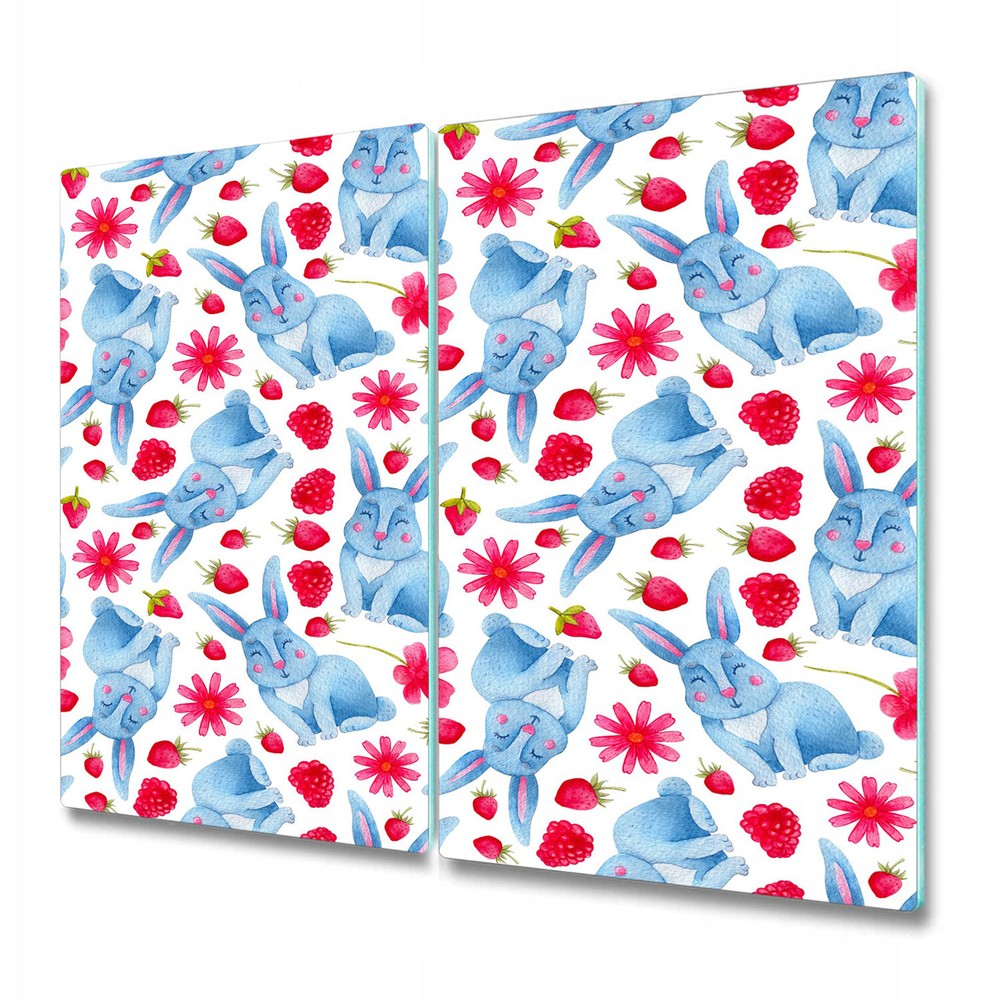 Glass Worktop Kitchen Chopping Cutting Board Rabbits and fruits bunny 2x30x52