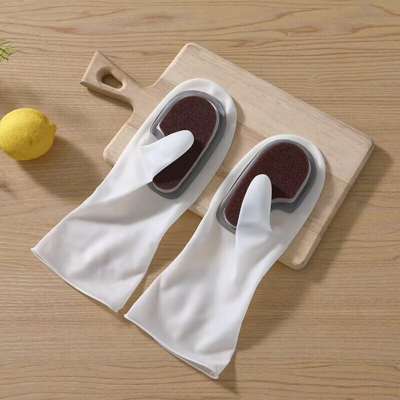 Multi-functional silicone dishwashing gloves with built-in scrub brush