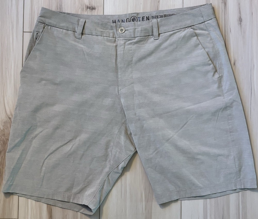 Hang Ten Hybrid Shorts Mens 38 Khaki Stretch Drawstring Chino Golf Casual”