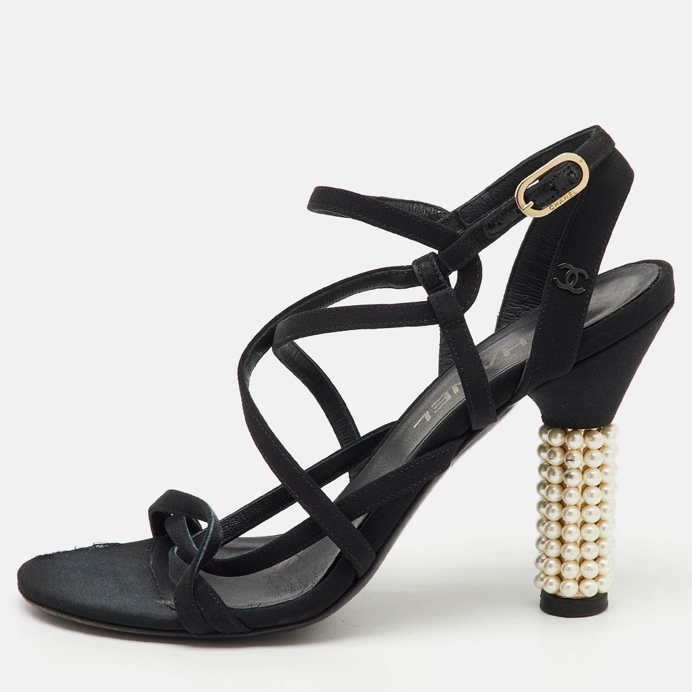 Chanel Black CC Criss Cross Strappy Sandals Size 39 EU