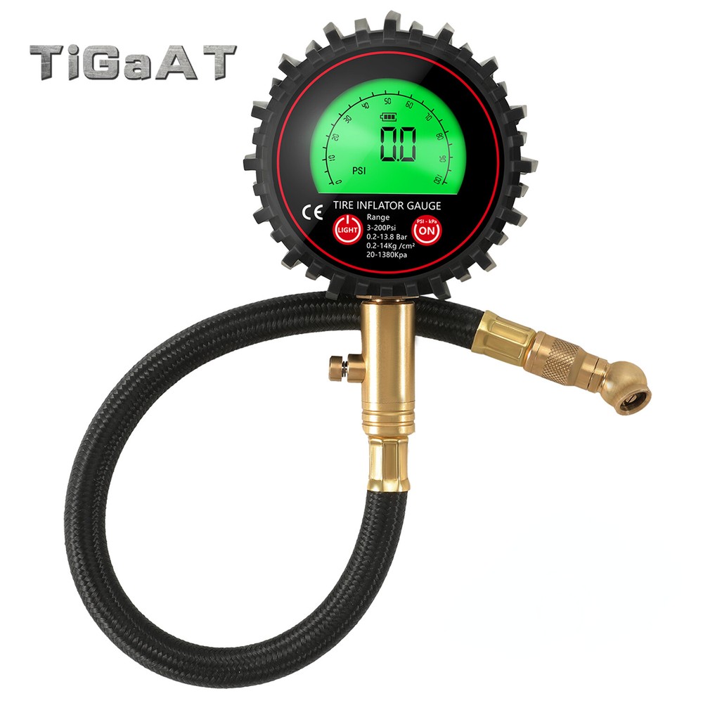 Accurate Digital Air Pressure Tire Gauge 3-200 PSI LCD Screen for Truck Car Bike-image