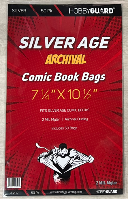 50 Silver Age 2 Mil Archival MYLAR Comic Book Bags HOBBYGUARD 7-1/4