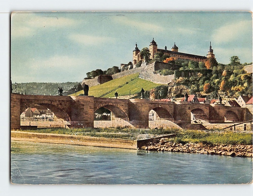 Postcard Alte Mainbrücke und Festung Marienberg Würzburg Germany