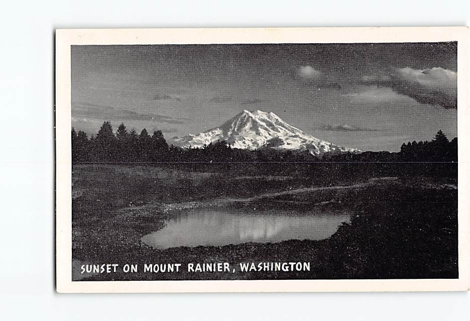 Postcard Sunset on Mount Rainier Washington USA North America