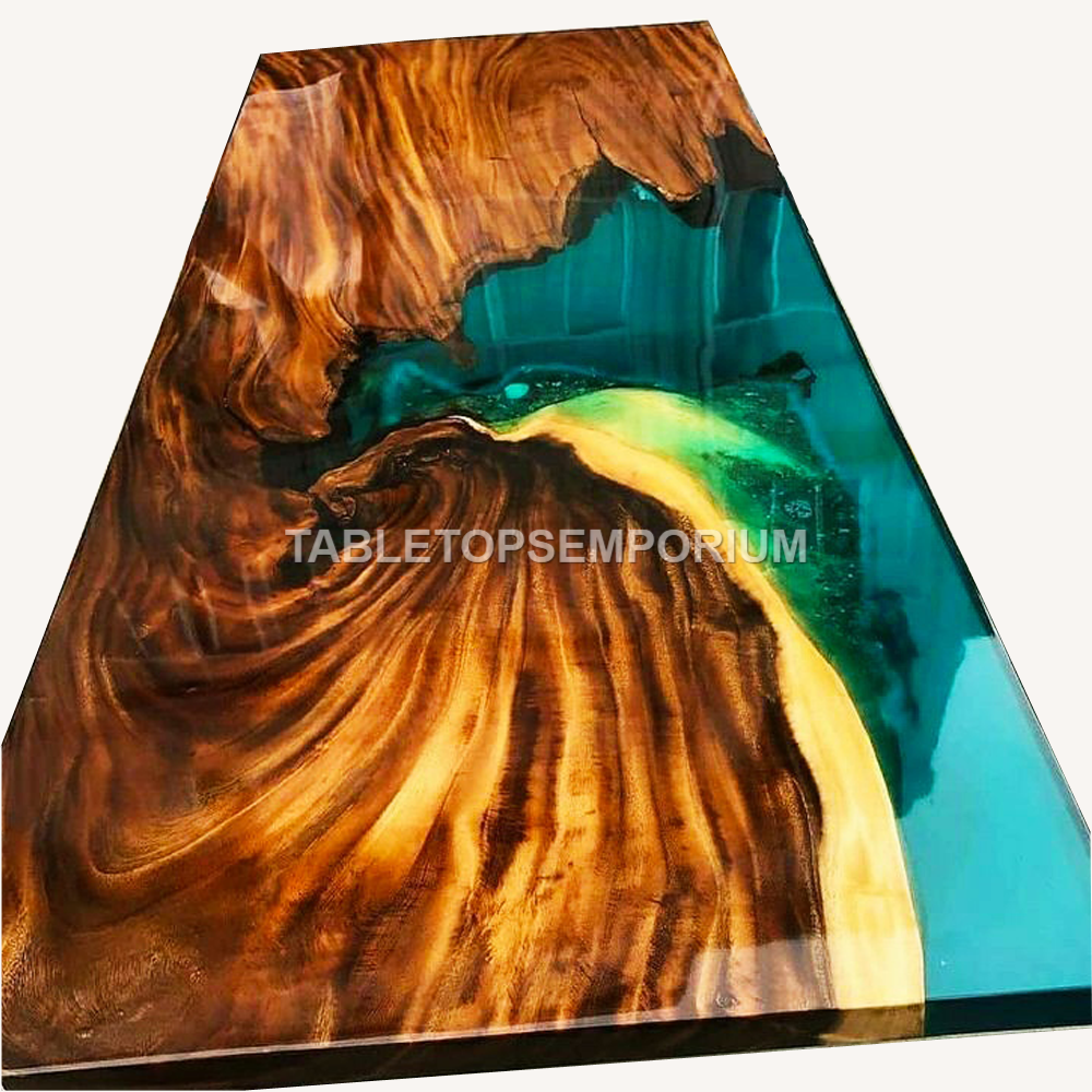 Green Resin River Dining Conference Top Handmade Table Royal Interior Home Décor