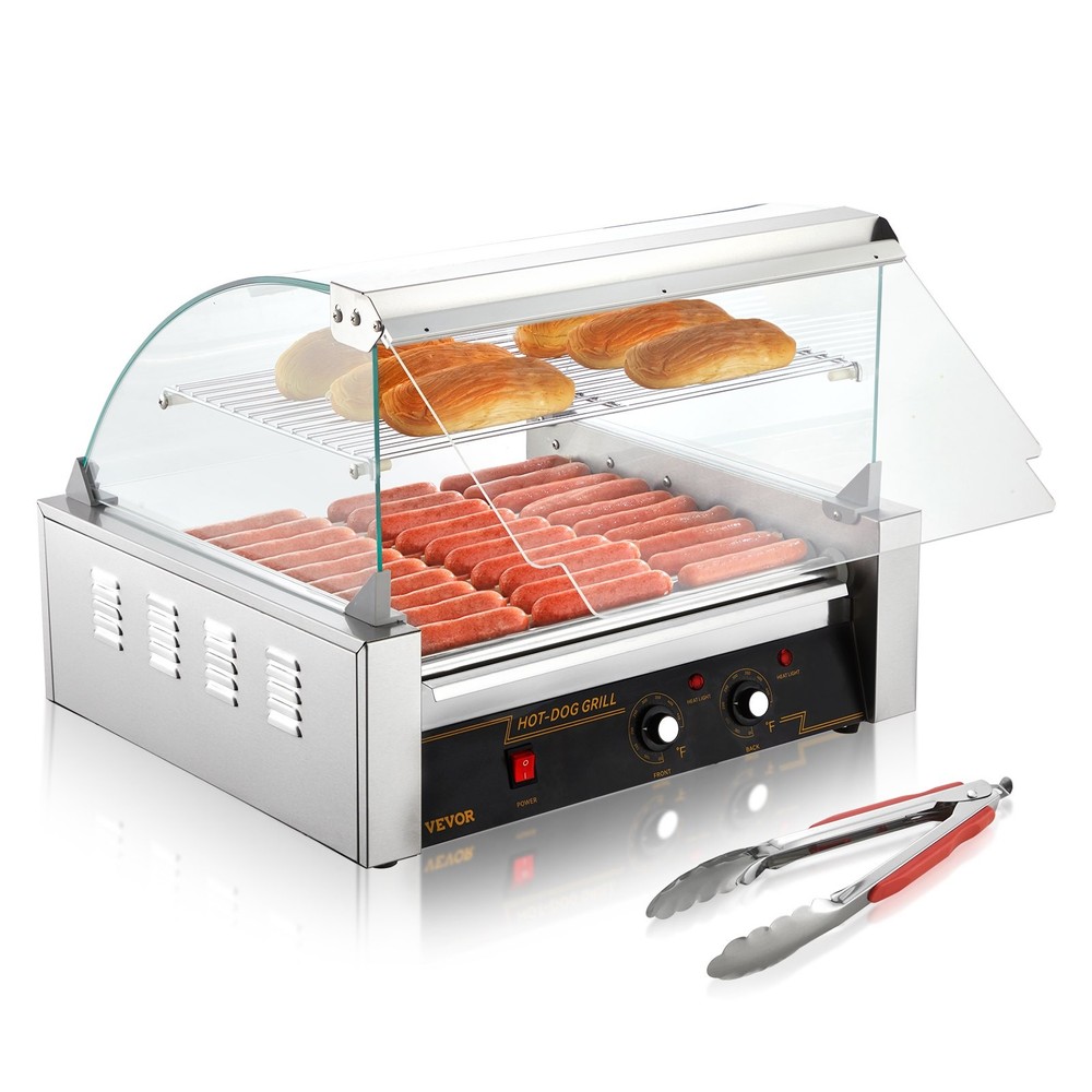 Hot Dog Roller, 11 Rollers 30 Hot Dogs Capacity, 1650W Stainless Sausage Grill C