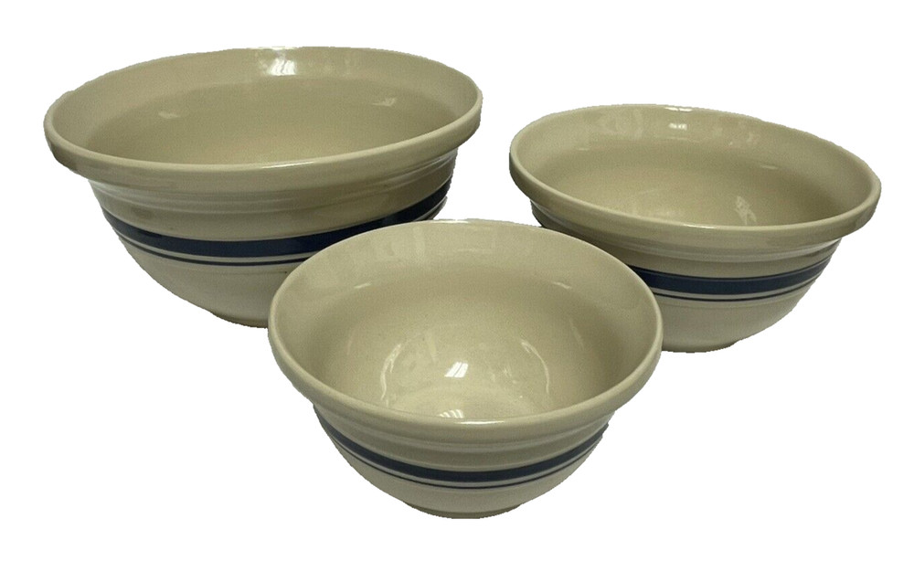 Vintage Roseville Ohio Nesting Bowls FP Friendship Pottery Set of 3 6
