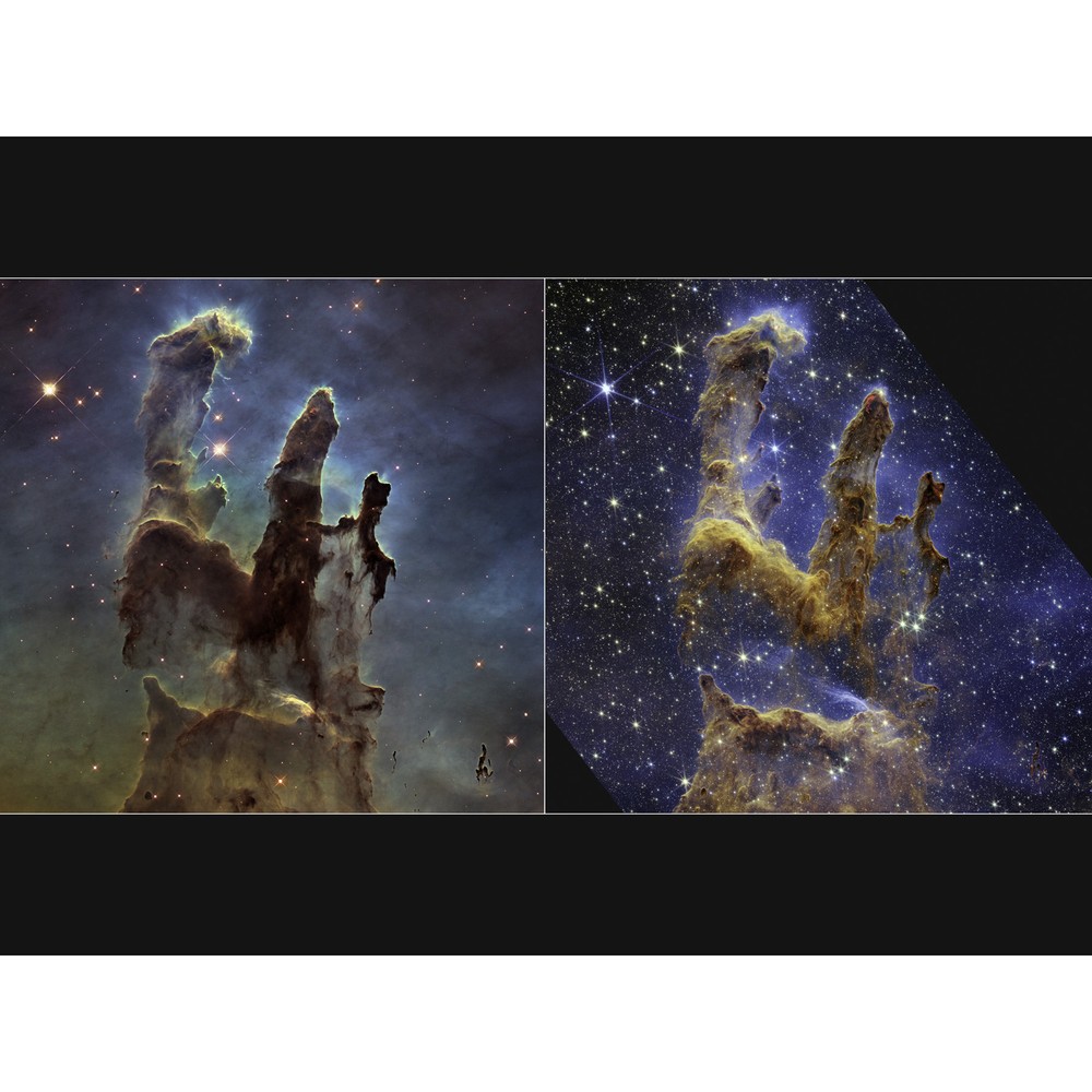 NASA James Webb Hubble Comparison Telescope Pillars of Creation Art Print 18X24