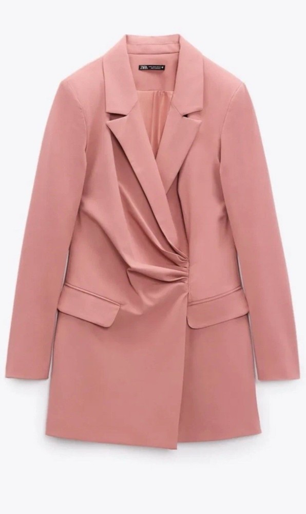 ZARA Pink Draped Blazer Dress $89.00+Tax Size M