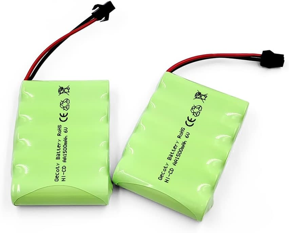 6V RC Battery, 2 Pack 1500Mah Ni-Cd Rechargeable 5-Cells AA Battery Pack