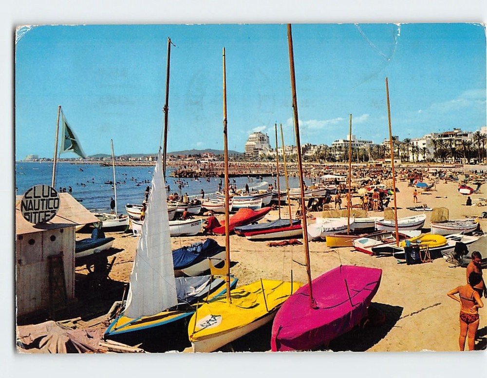 Postcard Beach Scene Sitges Spain