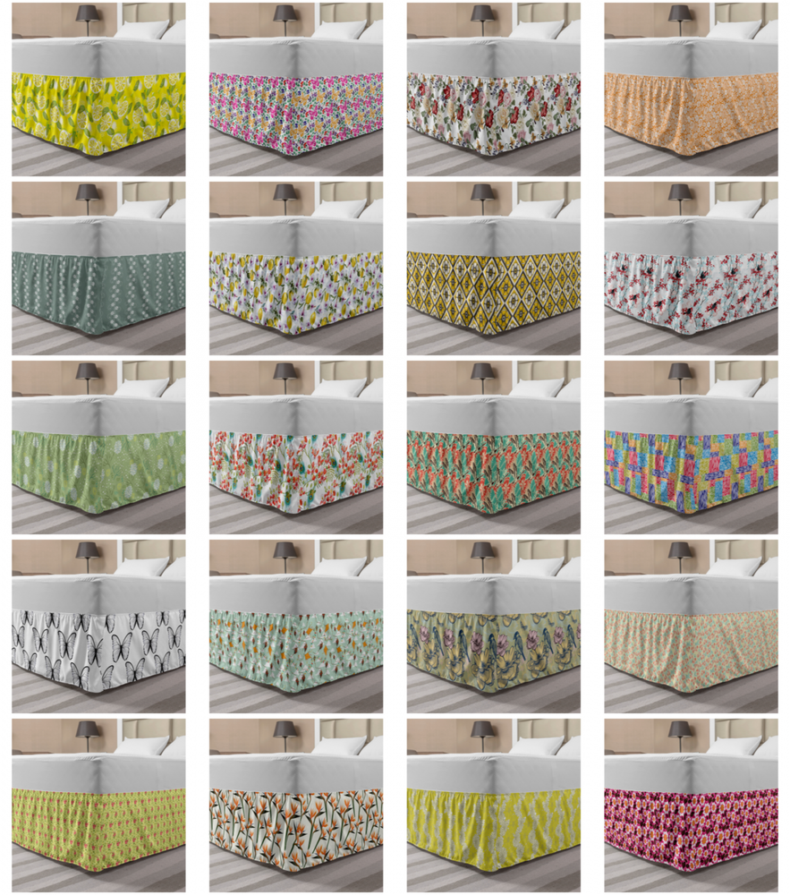 Ambesonne Spring Motif Bedskirt Elastic Wrap Around Skirt Gathered Design