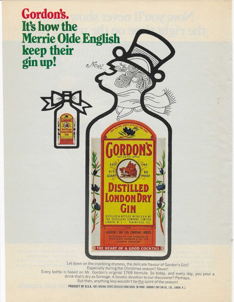 Gordon's Distilled London Dry Gin Original Print Ad
