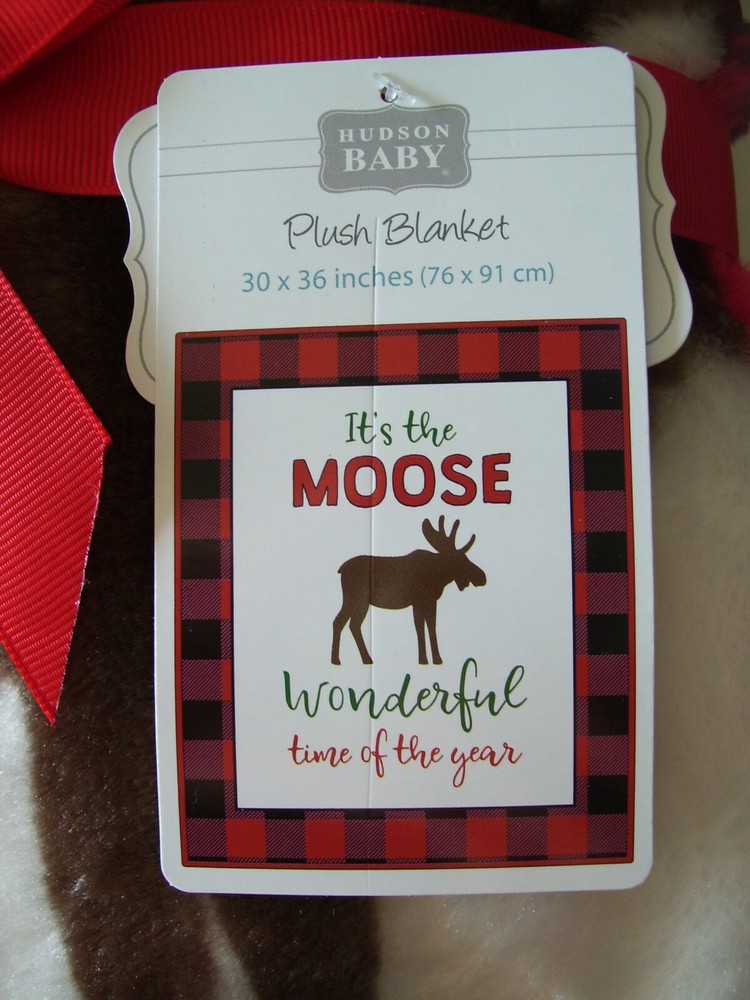 Hudson Baby It's The Moose Wonderful Time of The Year Christmas Baby Blanket