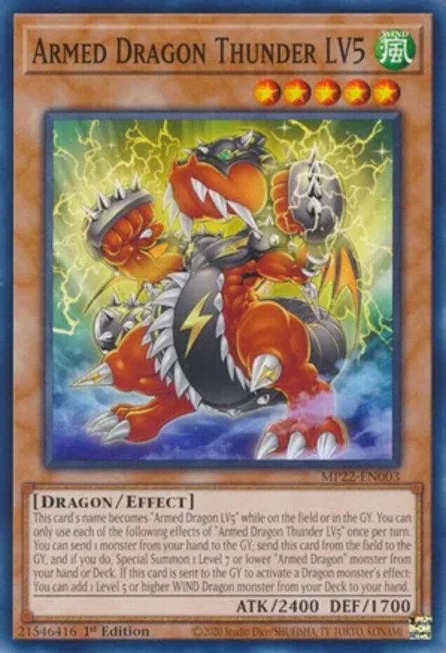 Yu-Gi-Oh! Armed Dragon Thunder LV5 MP22-EN003 Common 1st Edition NM