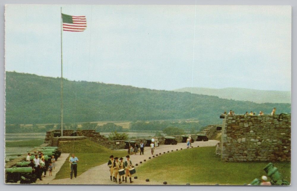 Fort Ticonderoga New York~South Battery & Flag Bastion~US Flag~Vintage Postcard