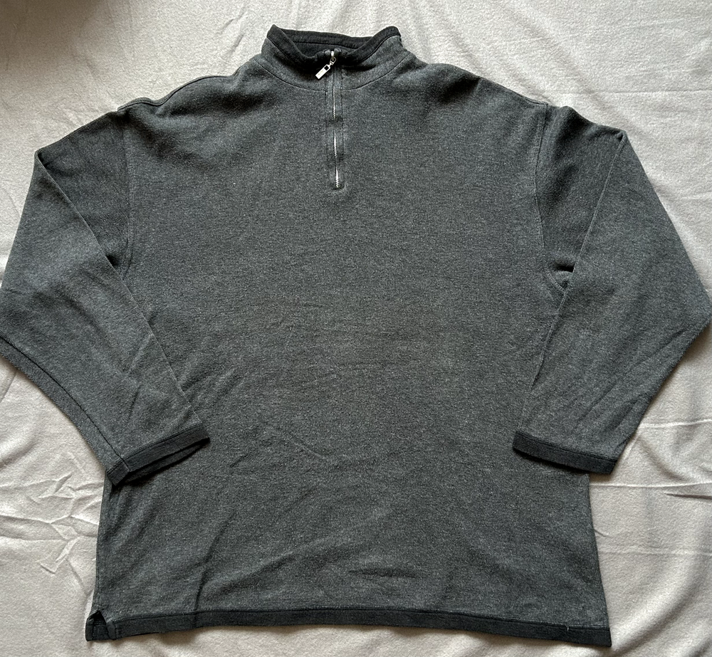 Yves Saint Laurent Vintage 1/4 Zip Men’s Cotton Gray Sweater Pullover Size XXL