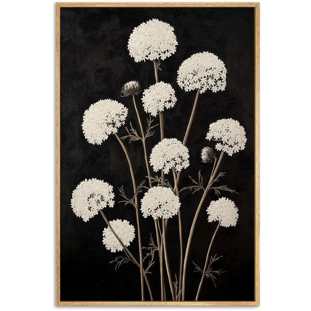 Vintage Flower Picture Black and White Dandelion Canvas Floral Botanical Post...