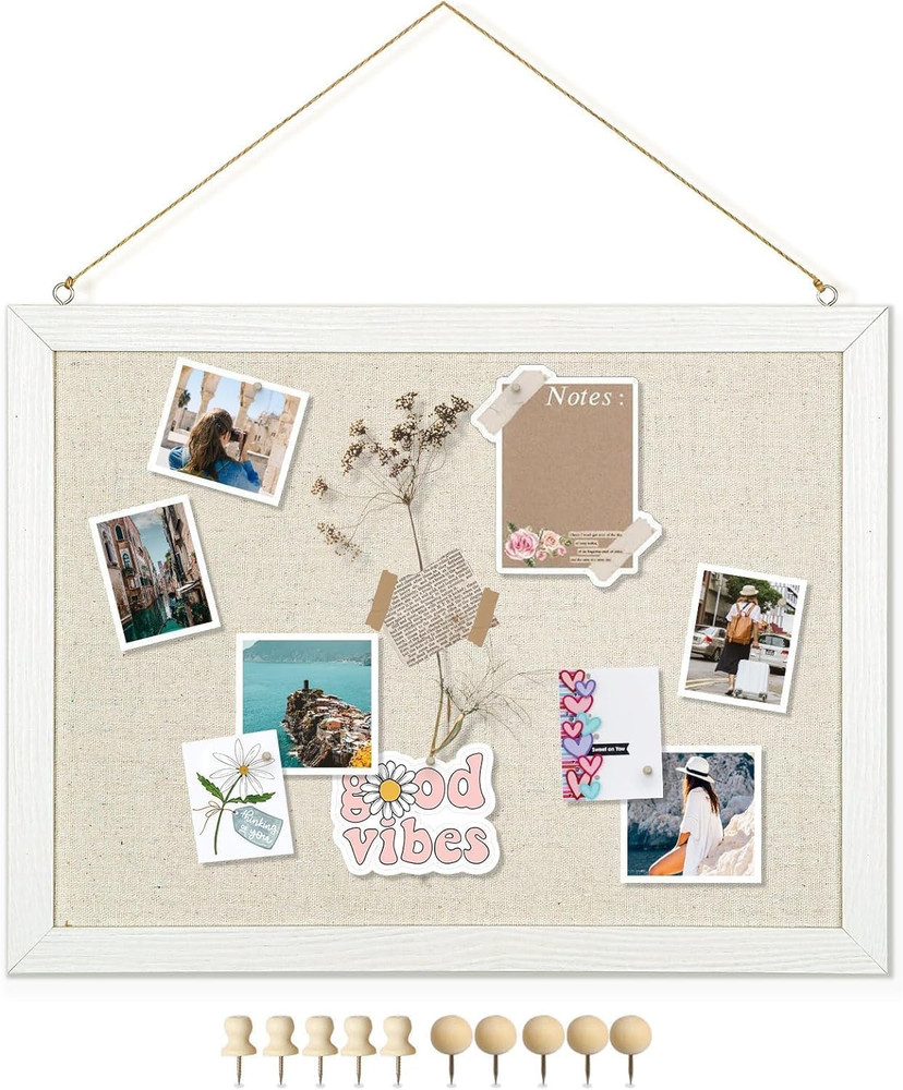 Bulletin Boards with Linen 1-Pack 16''X 12'' Double-Sided Cork Board for Walls W