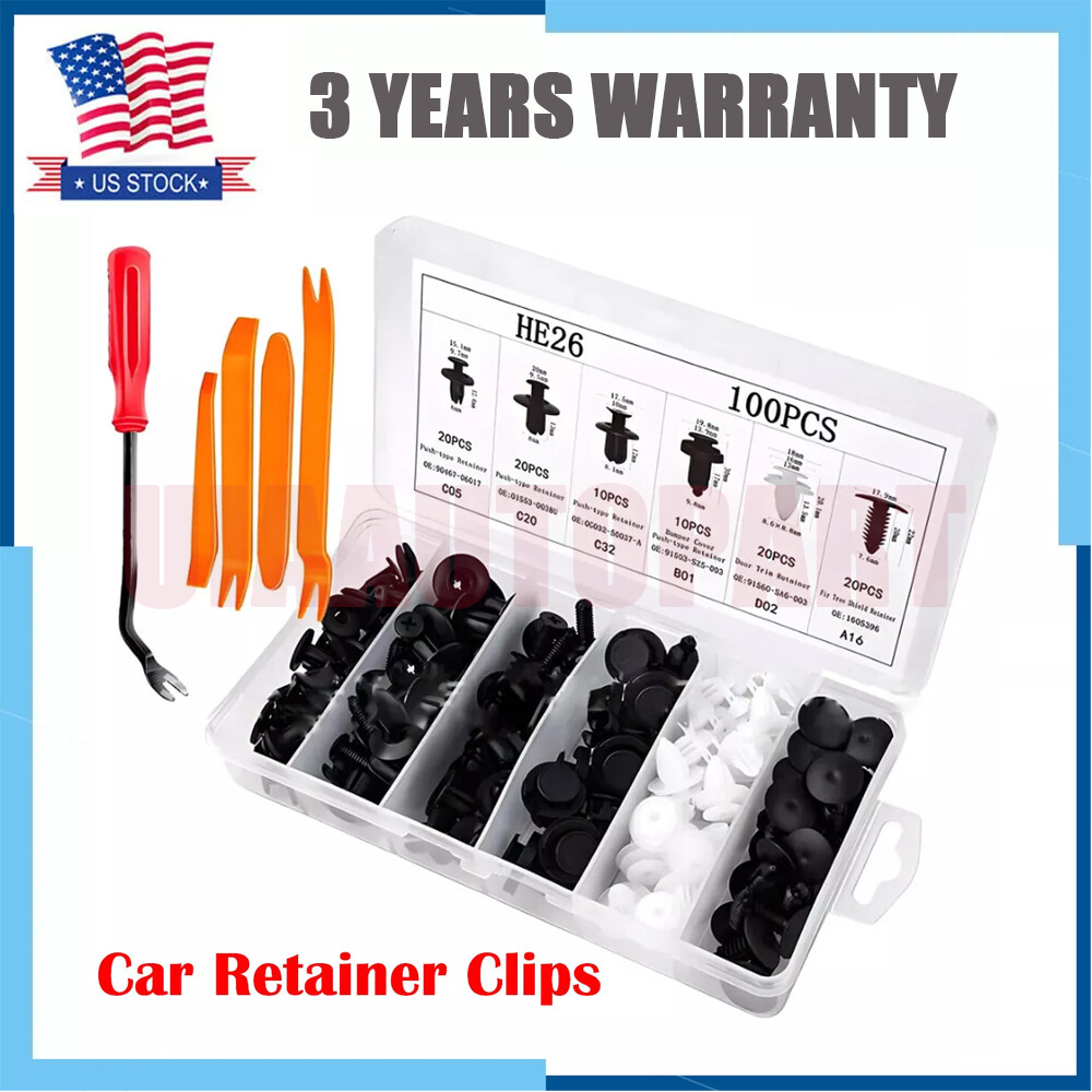 105PCS Car Retainer Clips Auto Fasteners Push Trim Clips Pin Rivet Bumper Kit