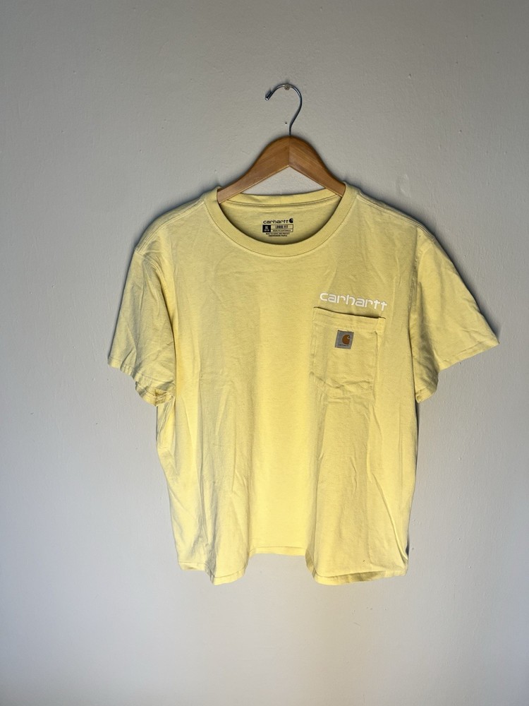 Vintage Y2K Carhartt Pocket T-Shirt XL Yellow Workwear Streetwear Tee