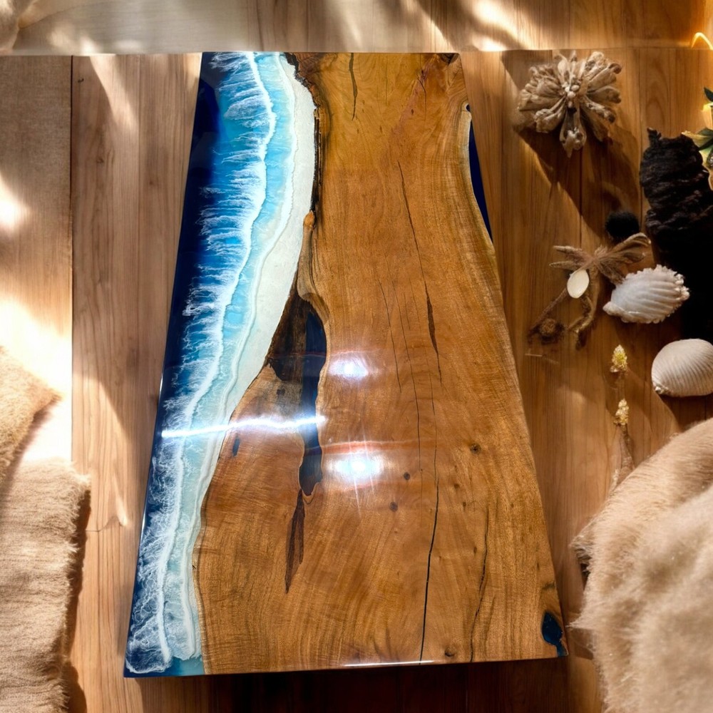 Custom Epoxy Acacia Wood Dining Table for Elegant Hallway Decor