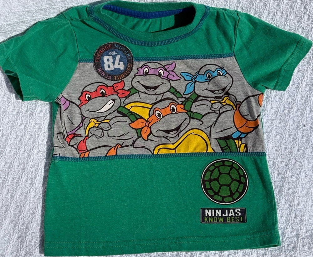Nickelodeon TMNT Boys 2T Green Cotton Graphic Crew Neck Short Sleeve T-Shirt