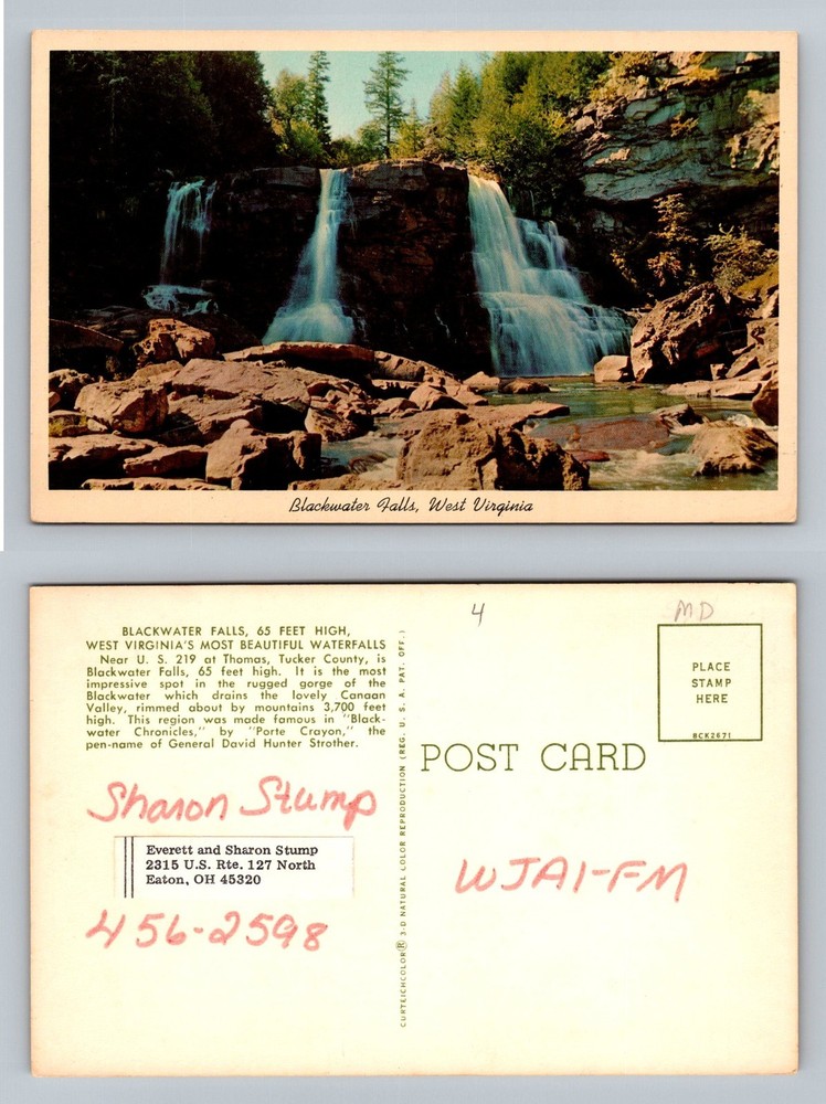 Thomas, WV-West Virginia, Blackwater Falls Waterfall Canaan Vintage Postcard