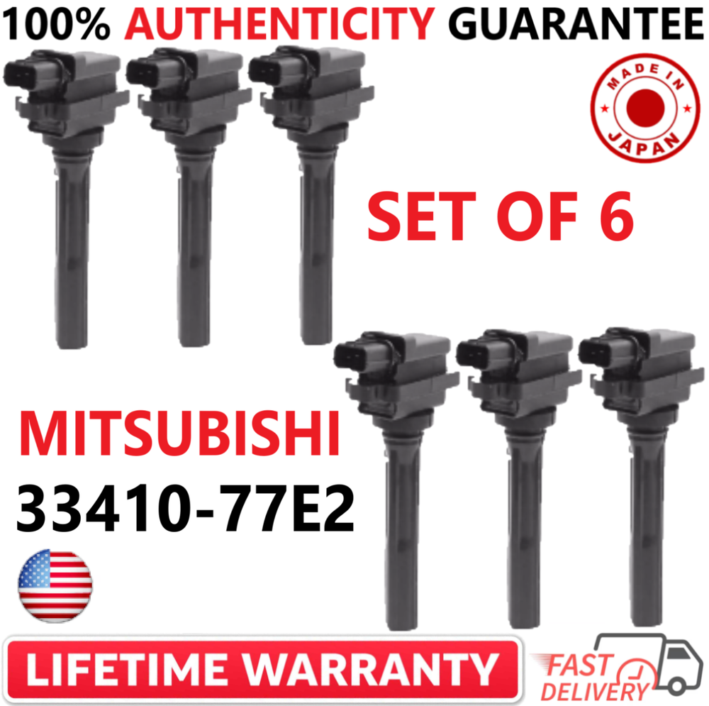 Set of 6 OEM MITSUBISHI Ignition Coils For 1998-2007 Suzuki I4 V6, 33410-77E2