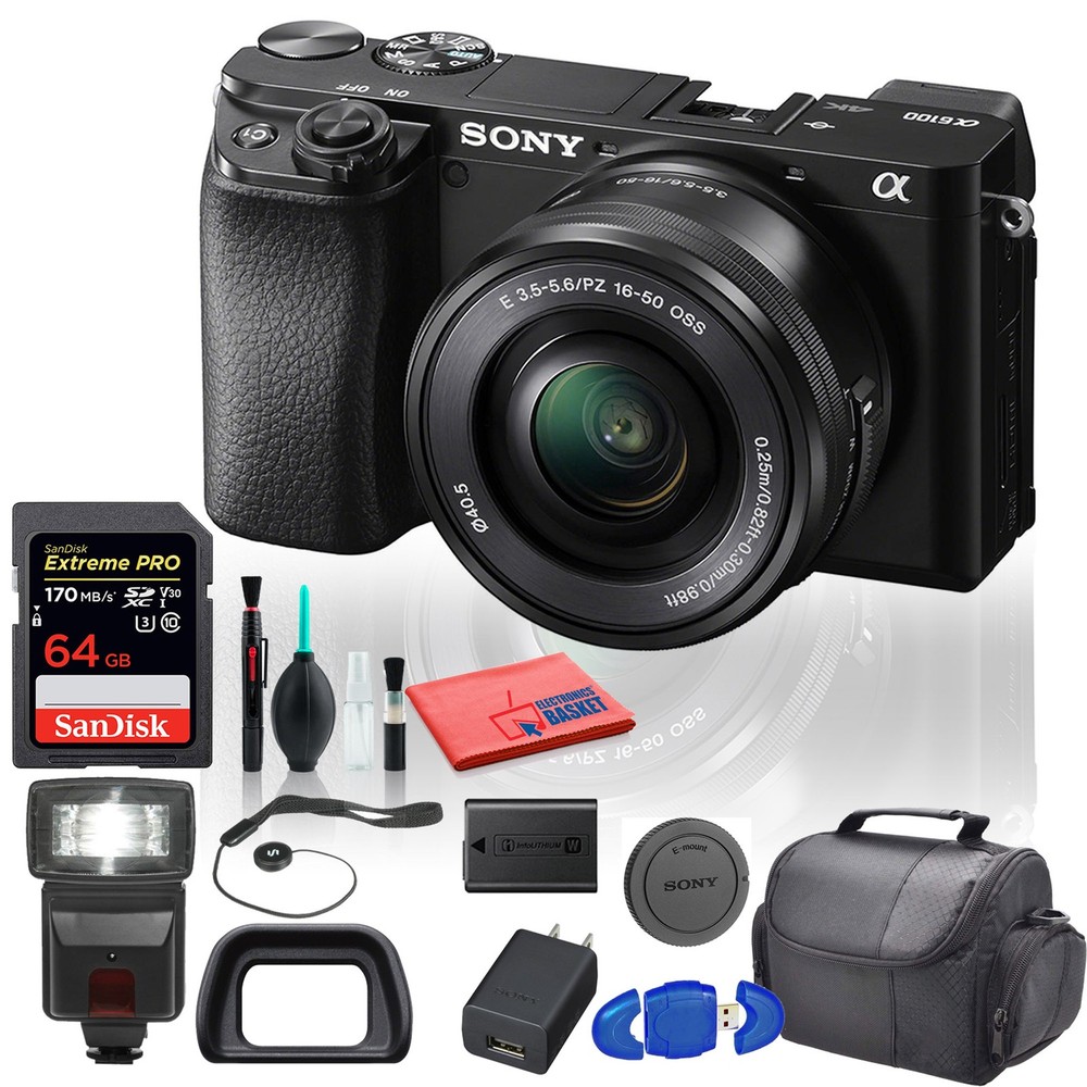 Sony Alpha a6100 Mirrorless Digital Camera (ILCE6100L/B) with 16-50mm Lenses
