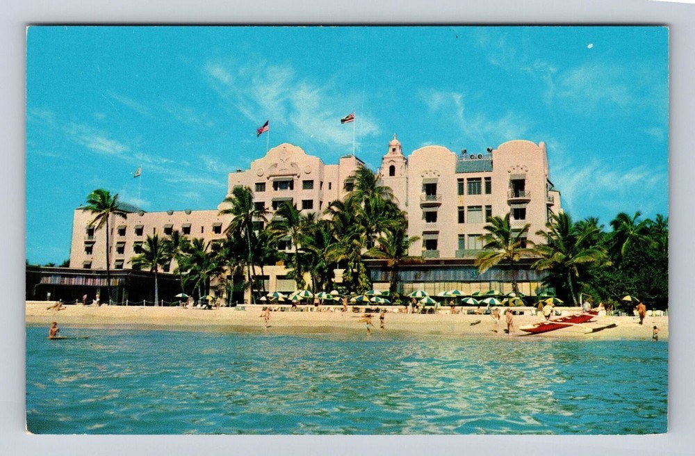 Honolulu HI-Hawaii, Waikiki Beach, Royal Hawaiian, Advertising Vintage Postcard