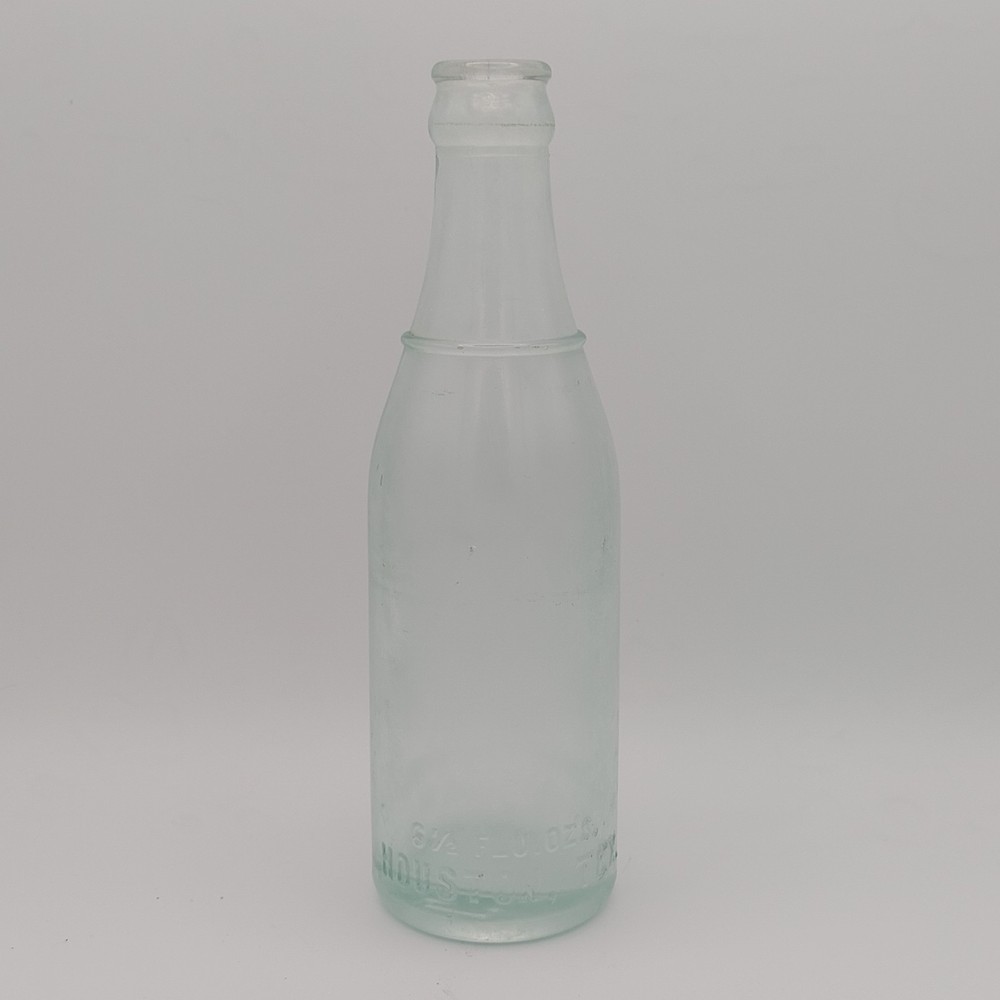 Antique Aqua Coca Cola Glass Bottle with Crown Top Ring Embossed Houston TX