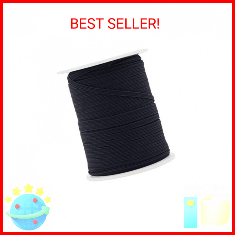 Mandala Crafts 3mm Black Flat Elastic Cord Stretch Strap 50-Pack