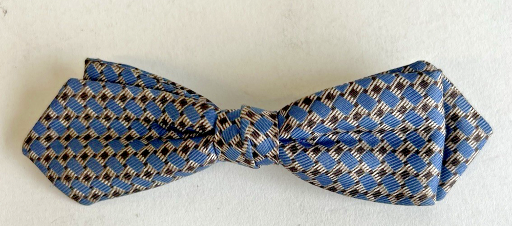 Vintage Ormond Bow Tie (LSX) L96 Diamond Brown and Blue Square Pattern Clip On