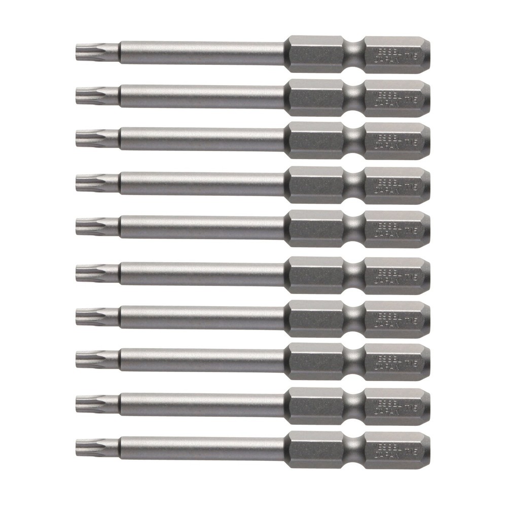 VESSEL T15 x 65mm Torx Bit Set of 10 V-ZP High Precision Bits