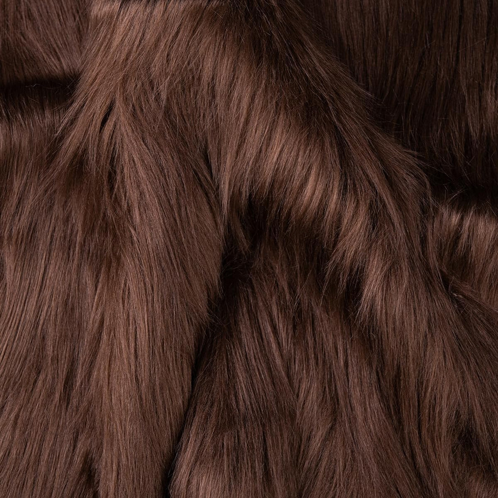 Brown Faux Fur Fabric for Crafts Squares Furry Fabric for Sewing, Costumes, Upho