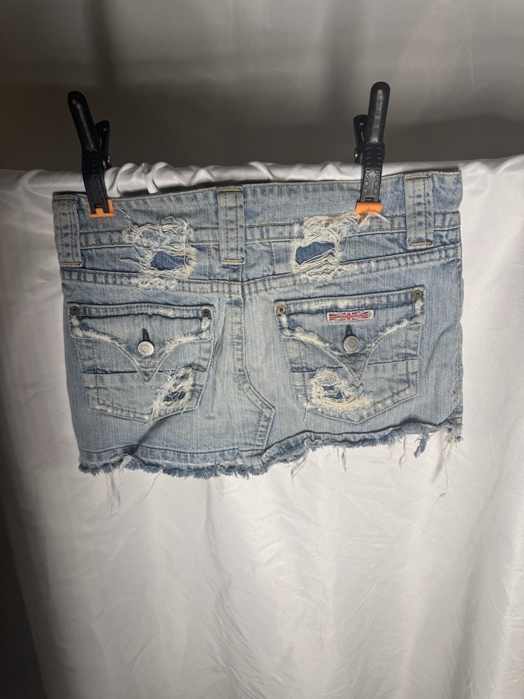 Hudson Jeans Distressed Low Rise Denim Cutoff Skirt Women’s Size 27 Y2K