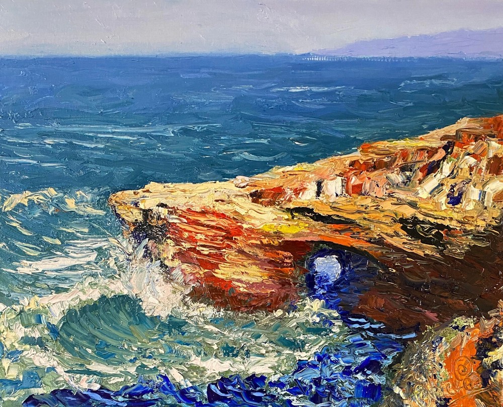 Impressive Oil painting. Sunset Cliffs. Painting ORIGINAL Impressionist Art