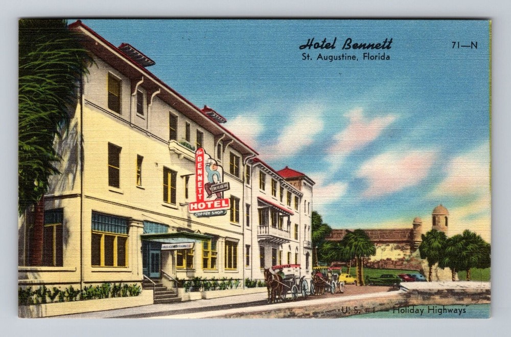 Florida FL St Augustine Hotel Bennett Vintage Postcard